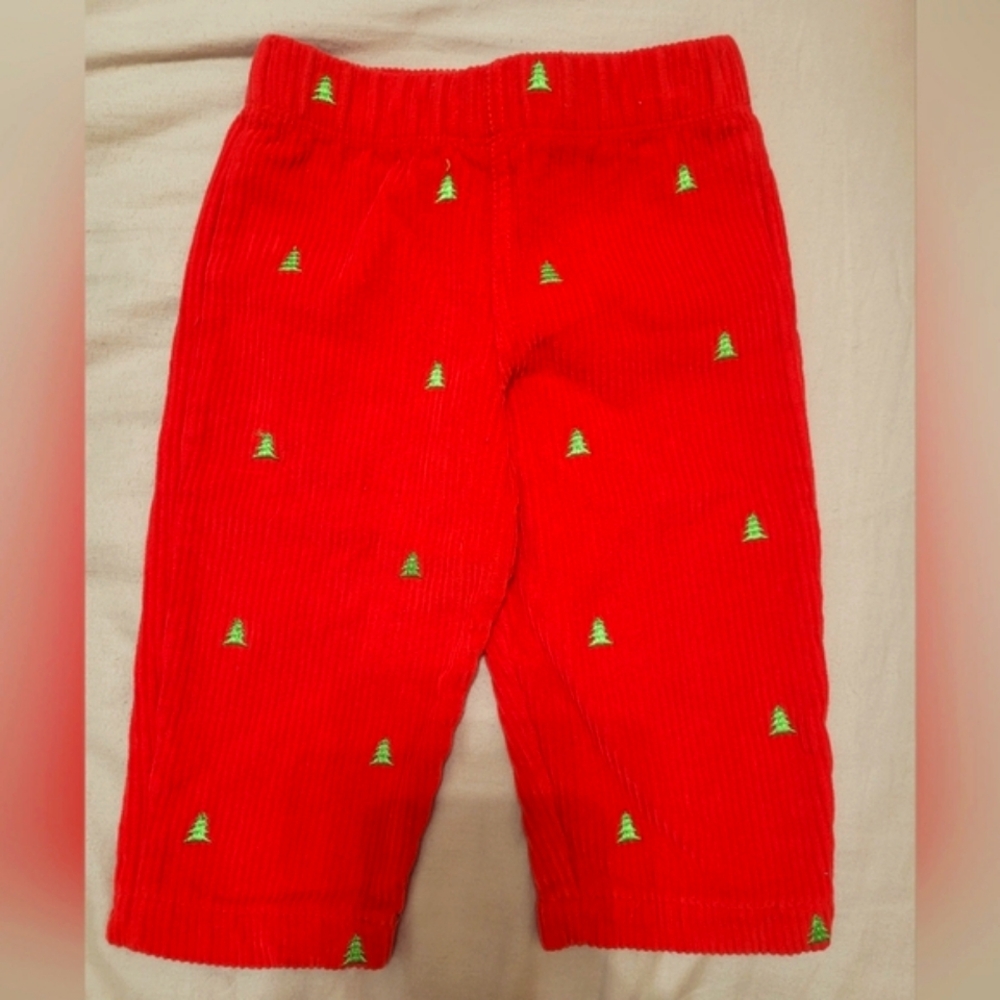 💥 3/$24 Mudpie Red Curdoroy Elastic Waist Pants with Christmas‎ Trees